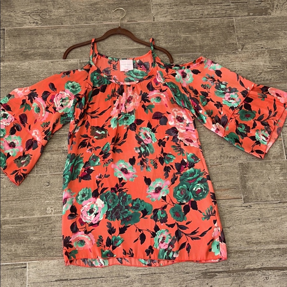 Open shoulder satin dress